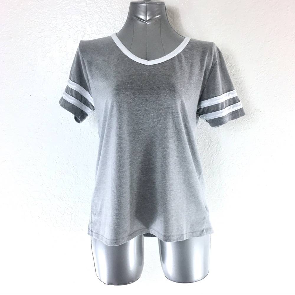 Alternative Grey V Neck Jersey Tee Womens Medium